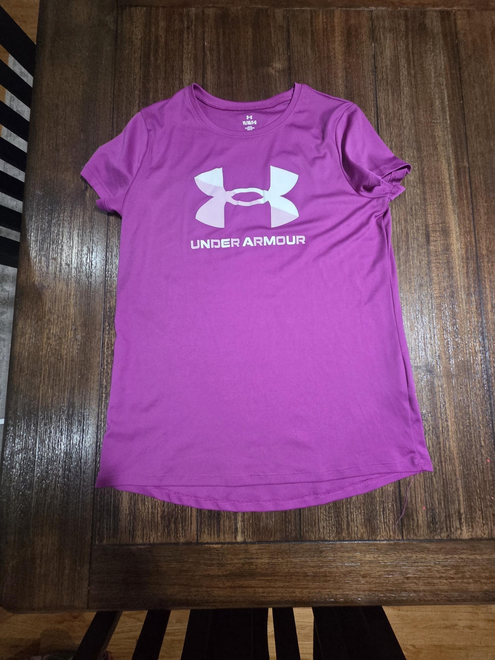Under Armour Girls' Magenta Short Sleeve Logo Tee